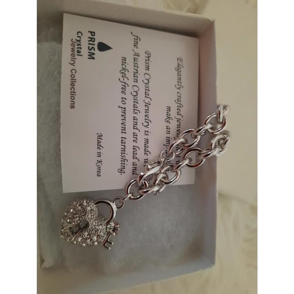 Women's Prism Crystal Heart Key Pendant Bracelet